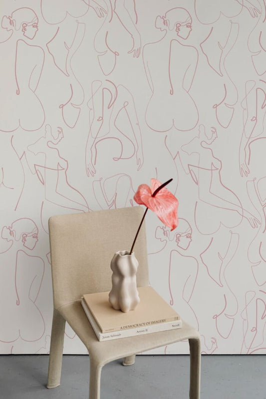 Pink Silhouette Female Body Wallpaper