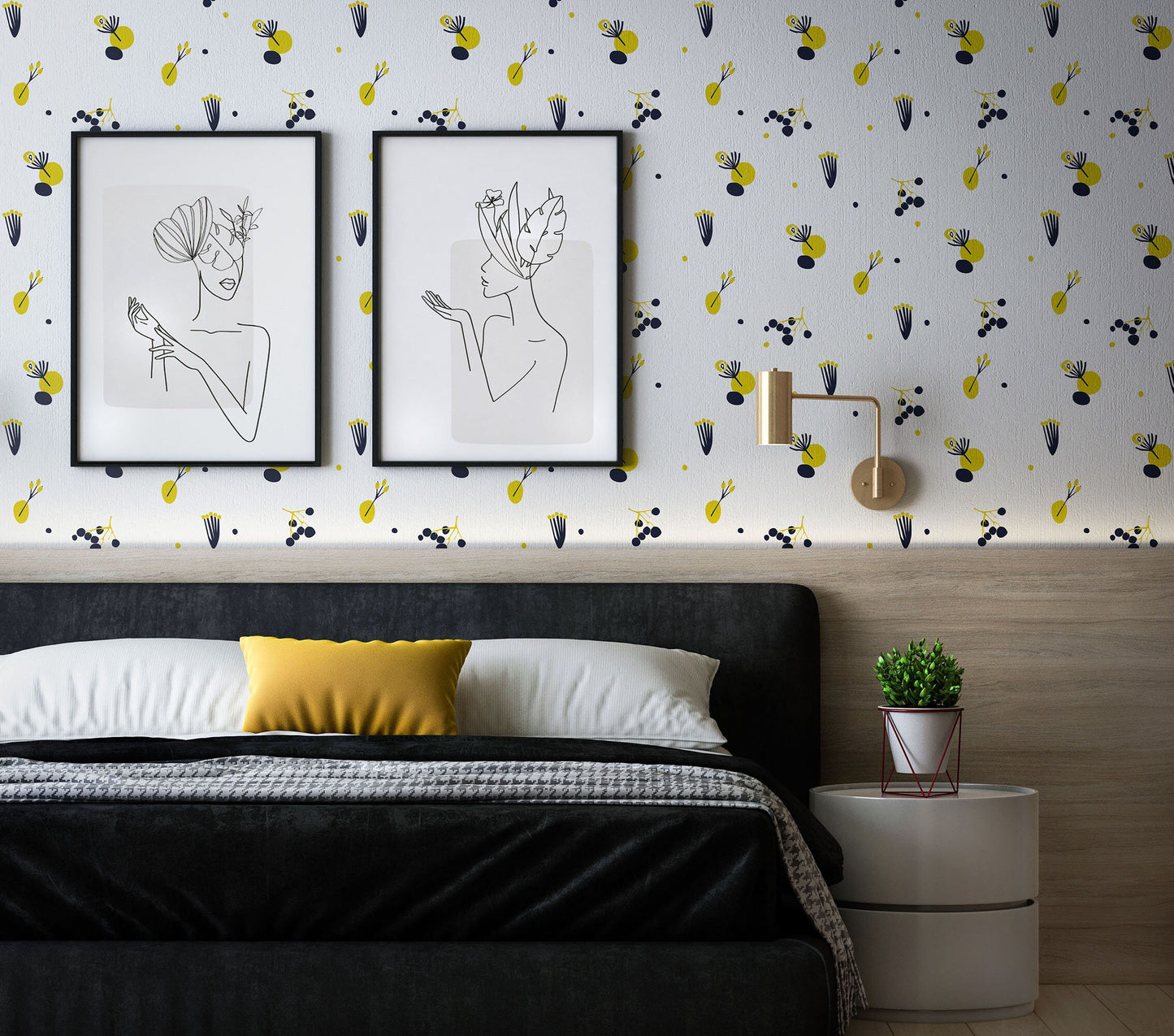Yellow Abstract Berries Wallpaper