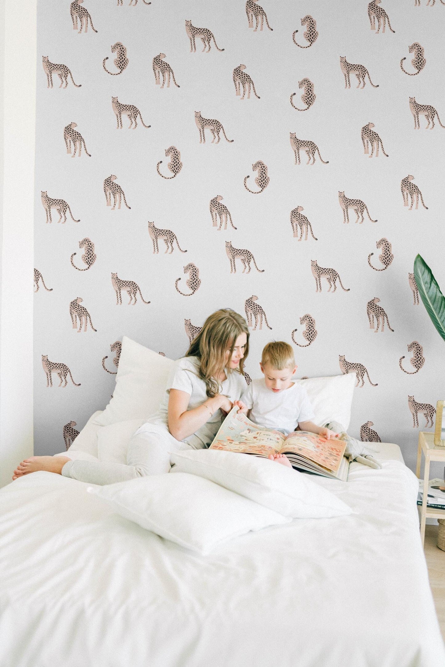 Leopard Light Neutral Animal Peel and Stick Removable Wallpaper, Jungle Wallpaper, Neutral Calm Kids Room Wall Cover,  Accent Wall Mural