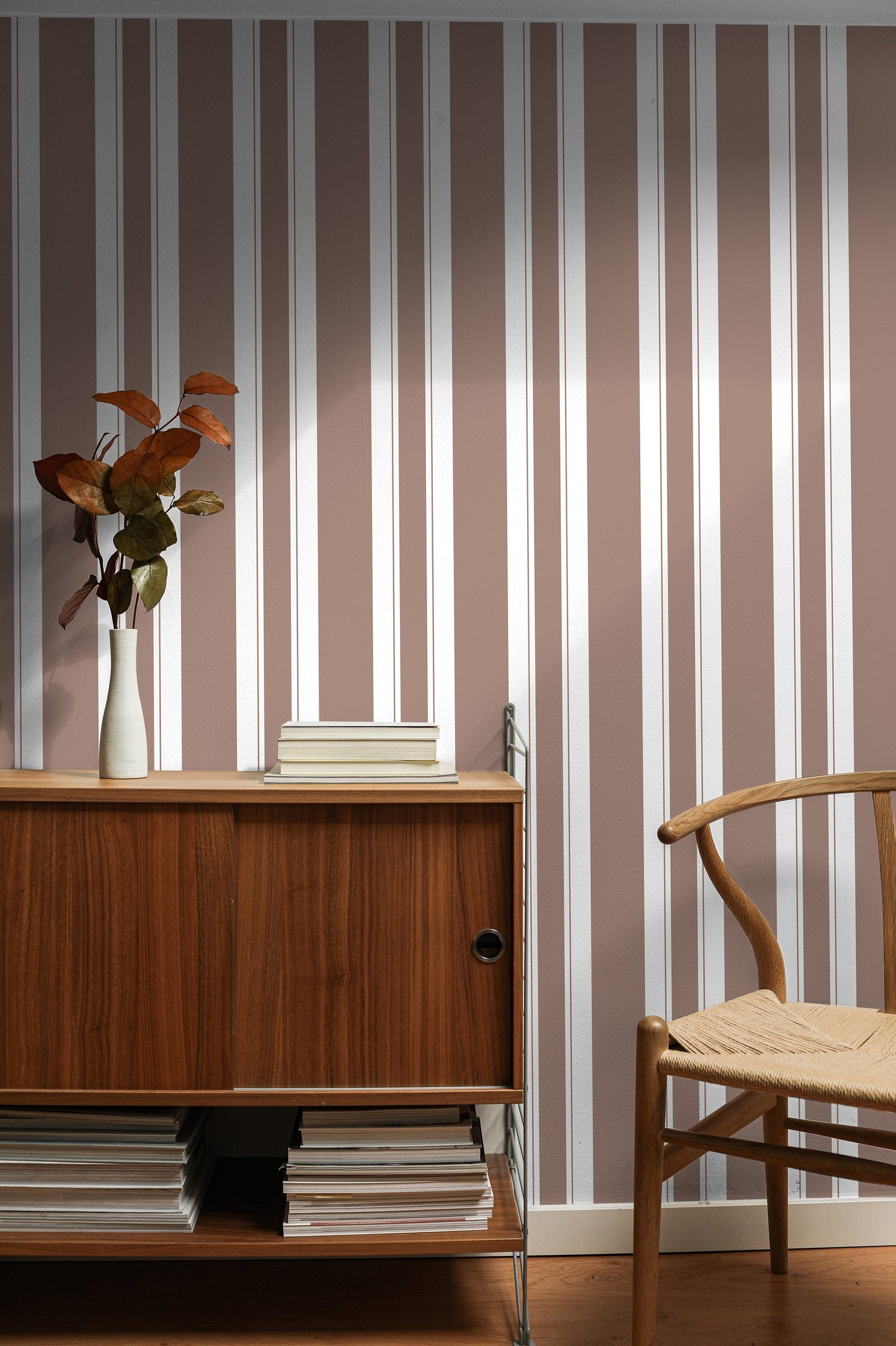 Brown and White Line Modern Wallpaper