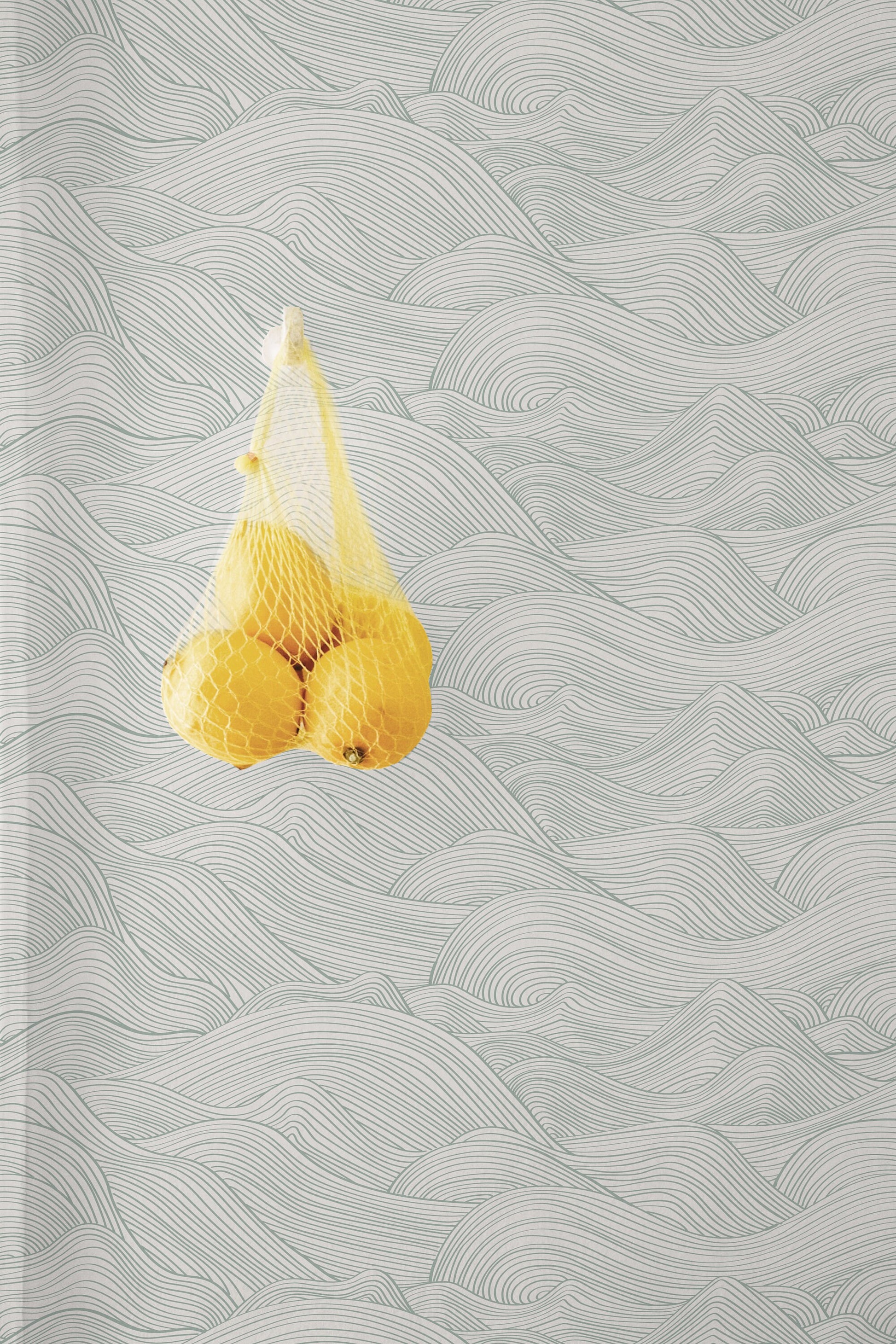 a yellow fruit hanging from a hook on a wall